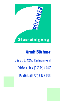 Buechner Glasreinigung, Visitenkarte